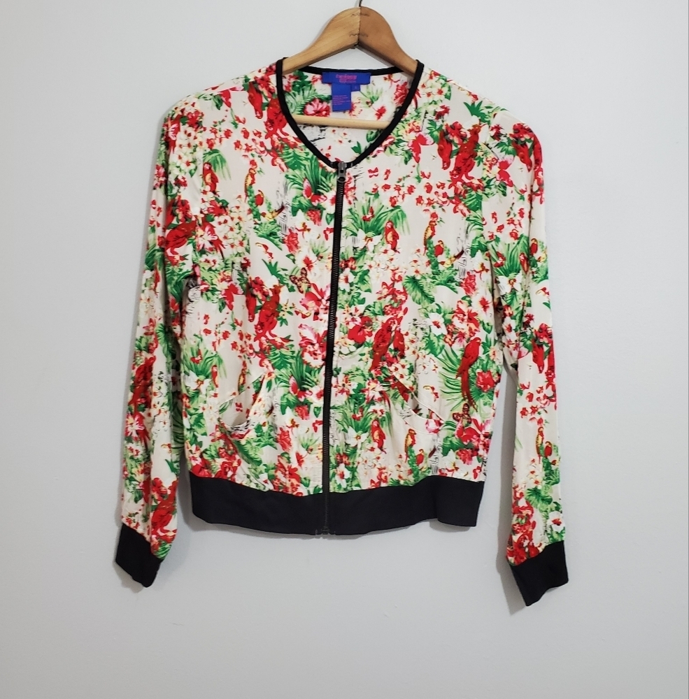 Twiggy London Floral Print Zippered Top